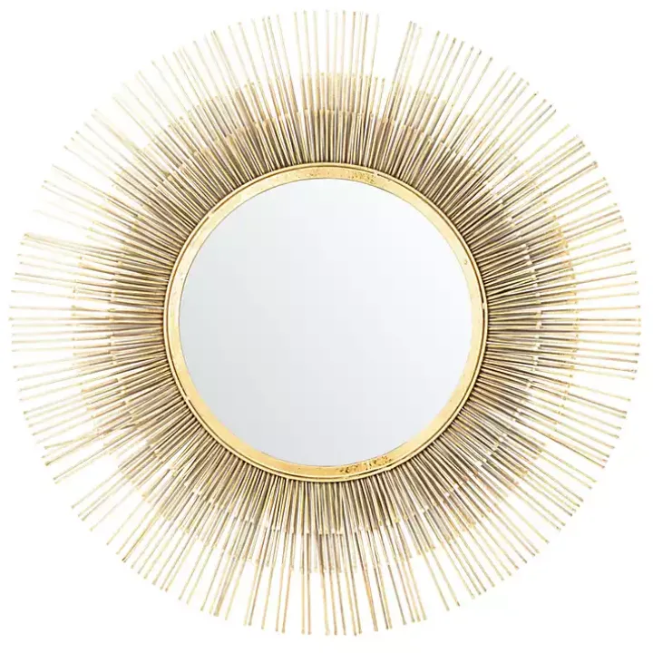 Gold Layered Burst Frame Round Wall Mirror