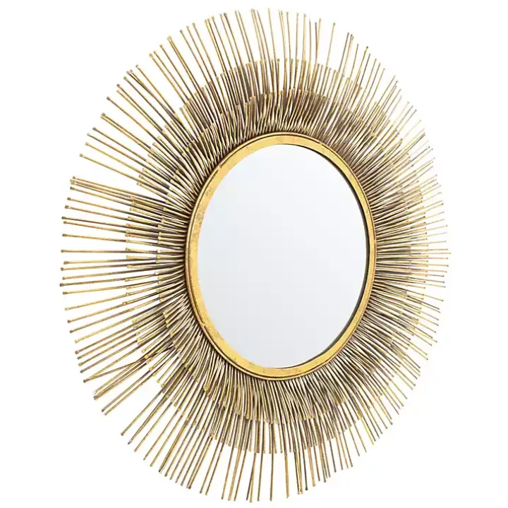 Gold Layered Burst Frame Round Wall Mirror