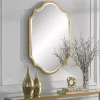 Gold Leaf Curved Metal Wall Mirror