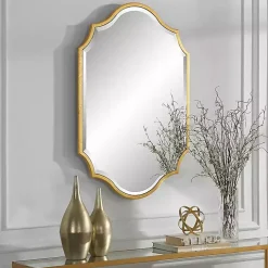 Gold Leaf Curved Metal Wall Mirror