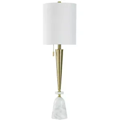 Gold Metal & Marble Tapered Buffet Lamp