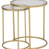 Gold Metal and Glass Nesting 2-pc Accent Table Set