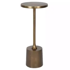 Gold Metal Cylinder Base Cocktail Table