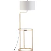 Gold Metal Floor Lamp with Round Side Table