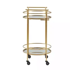 Gold Metal Frame Bar Cart with Mirrored Shelves