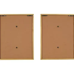 Gold Metal Leaves Framed Wall Plaques, Set of 2