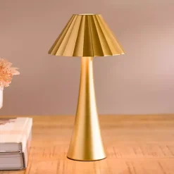 Gold Metal Ribbed Rechargeable Touch Lamp