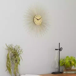 Gold Metal Sunburst Wall Clock