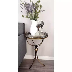 Gold Mirror Top Metal Accent Table