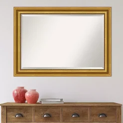 Gold Patina Scalloped Frame Beveled Mirror
