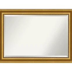 Gold Patina Scalloped Frame Beveled Mirror