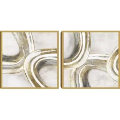 Golden Contours Framed Canvas Art Prints, Set of 2