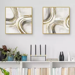 Golden Contours Framed Canvas Art Prints, Set of 2