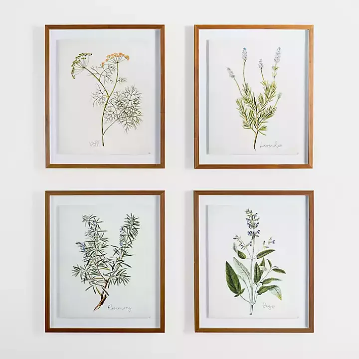 Golden Leaves Herbs Sage Framed Art Print