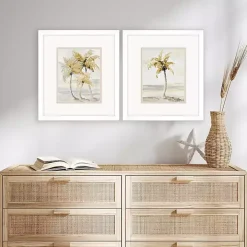 Golden Palm Framed Art Prints, Set of 2
