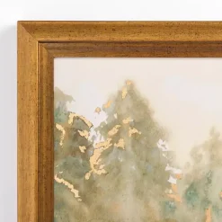 Golden Watercolor Treeline Framed Canvas Art Print