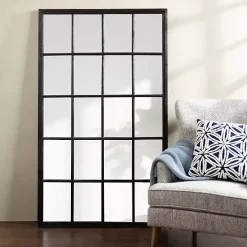 Grande Black Window Pane Leaner Mirror