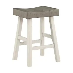 Gray & White Wood Counter Stools, Set of 2