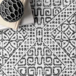 Gray Abstract Pattern Washable Runner