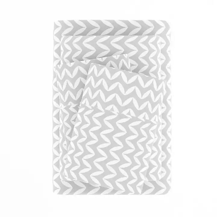 Gray and White Chevron 3-pc. Twin Sheet Set