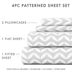 Gray and White Chevron 3-pc. Twin Sheet Set