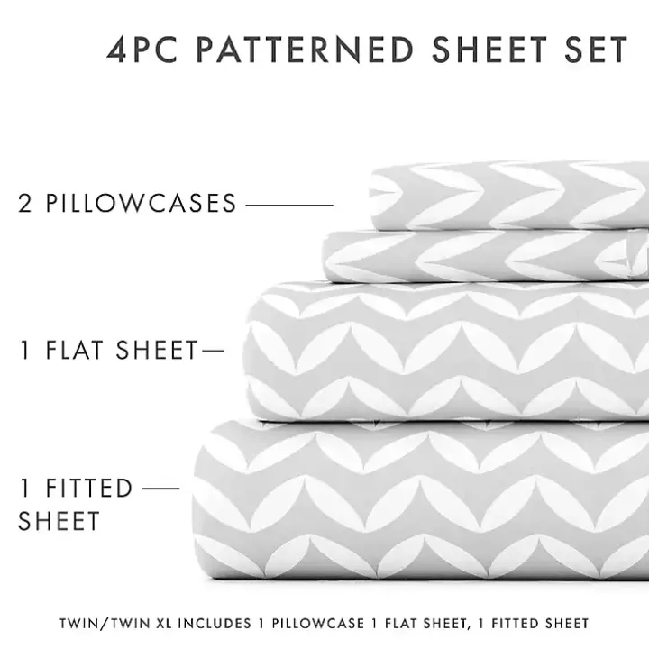 Gray and White Chevron 3-pc. Twin Sheet Set