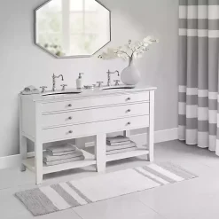 Gray and White Reversible Bath Runner