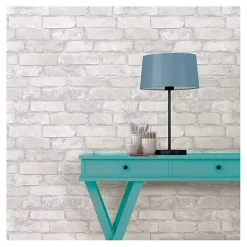 Gray and White Rustic Brick Peel & Stick Wallpaper