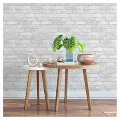 Gray and White Rustic Brick Peel & Stick Wallpaper