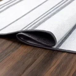 Gray and White Stripe Washable Area Rug, 3x5