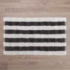 Gray and White Striped Bathroom Rug