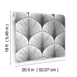 Gray Art Deco Fans Peel & Stick Wallpaper