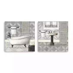 Gray Bath and Sink Canvas Art Prints, Set of 2