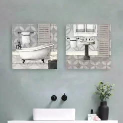 Gray Bath and Sink Canvas Art Prints, Set of 2