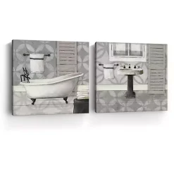 Gray Bath and Sink Canvas Art Prints, Set of 2