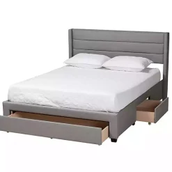 Gray Braylon Upholstered 3-Drawer Full Bed