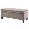 Gray Button Tufted Storage Bench