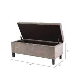 Gray Button Tufted Storage Bench