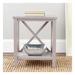 Gray Candice Cross Back Accent Table