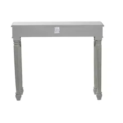 Gray Carved Wood Console Table