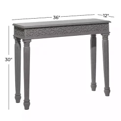 Gray Carved Wood Console Table