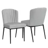 Gray Channel Back Rounded Dining Chairs, Set of 2
