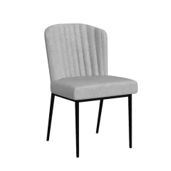 Gray Channel Back Rounded Dining Chairs, Set of 2