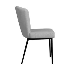 Gray Channel Back Rounded Dining Chairs, Set of 2