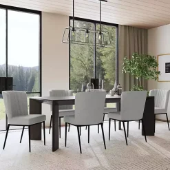 Gray Channel Back Rounded Dining Chairs, Set of 2