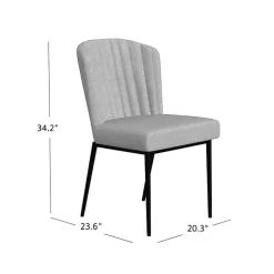 Gray Channel Back Rounded Dining Chairs, Set of 2