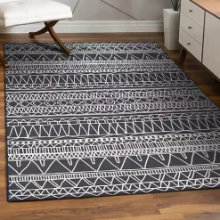 Gray Chelsea Geometric Washable Area Rug, 5x7