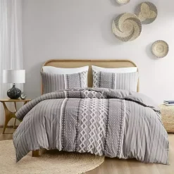 Gray Chenille Tufted California King Comforter Set