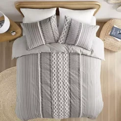 Gray Chenille Tufted California King Comforter Set