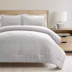 Gray Clipped Stripe 3-pc. Full/Queen Comforter Set